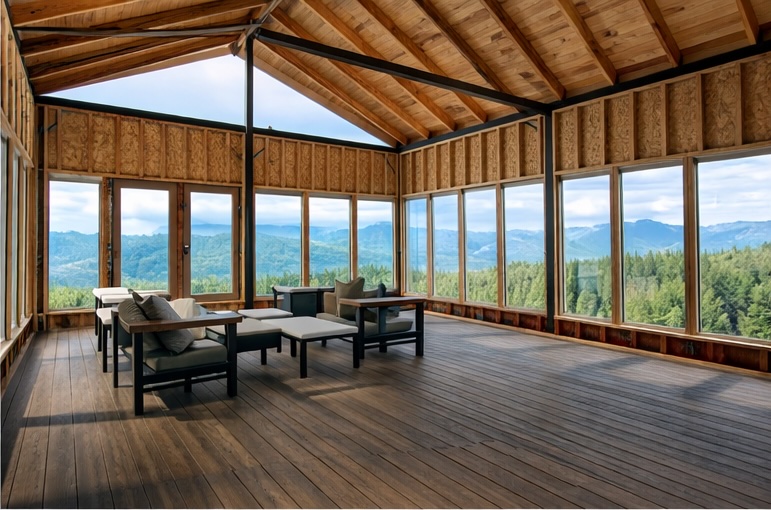 Custom timber pavilion framing with panoramic windows — Arellano Framing LLC, Vancouver WA